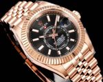 AR Factory Rolex Sky-dweller 42*14.5mm 316L Steel Rose Gold Jubilee Stainless Bracelet 9002 Movement Black Face Watch